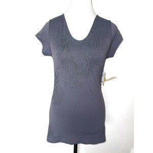 NWT Athleta Gray V-Neck Patterned Yama Tee Size S